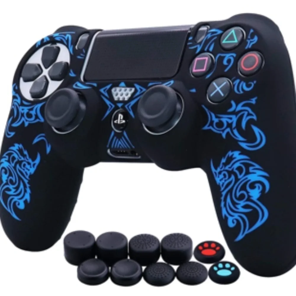HLRAO Blue Controller Grip Glow in Dark Compatible with PS4/Slim/Pro Controller